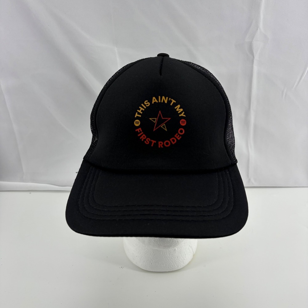 Spotify This Aint My First Rodeo Black Trucker Hat Mesh Snapback Cap Mens
